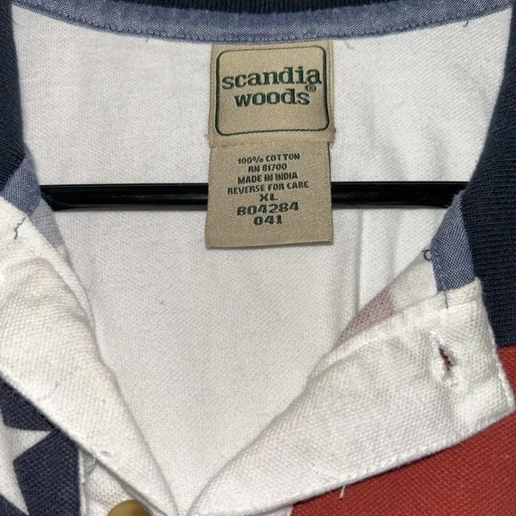 Vintage 1990s American Flag Polo Shirt Mens XL‎ Scandia Woods - Picture 2 of 3